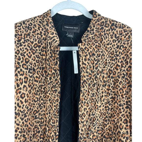 Something Navy Macaroon‎ Leopard Black Combo Reversible Quilted Coat Size Large - Picture 4 of 9